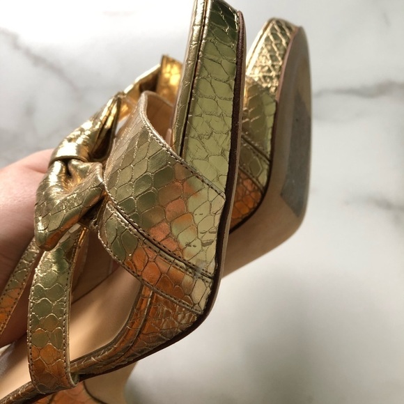 Kate Spade Gold Bow Strappy Leather Sandal 10 - Picture 8 of 8